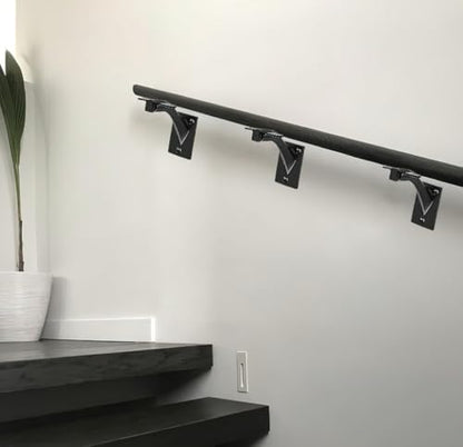 KHTUMEWARE 4 Pack 3 inch Matte Black Handrail Stair Brackets - Heavy-Duty Zinc Alloy Staircase Handrail Supports, Suitable for Home Stairs and Balcony Guardrails - color: Matte Black
