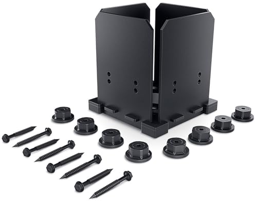 OZCO Ironwood Post Base Kit, 6in x 6in, 1 Kit with Hardware, Black - size: 6x6, style: Ironwood