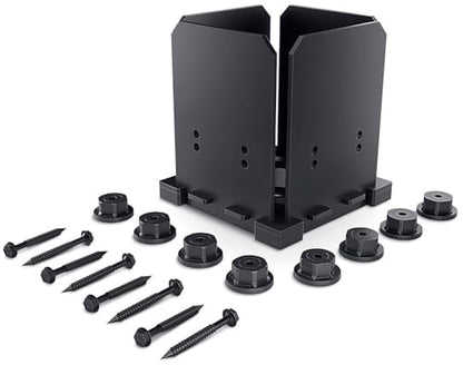 OZCO Ironwood Post Base Kit, 6in x 6in, 1 Kit with Hardware, Black - size: 6x6, style: Ironwood