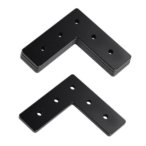 4 Pack 4" L Mending Plate 4 x 4 Black Steel Flat Corner Brace - size: 4inx4inx5mm