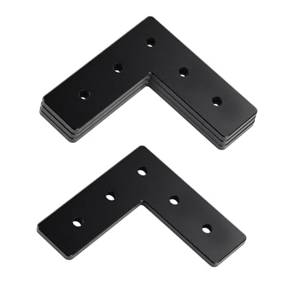 4 Pack 4" L Mending Plate 4 x 4 Black Steel Flat Corner Brace - size: 4inx4inx5mm