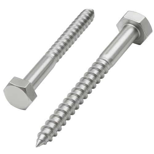 IMSCREWS 1/2 x 4 Hex Head Lag Screws, 304 Stainless Steel (18-8), Partially Threaded Heavy Duty Wood Bolts for Structural Framing, 5 pcs - size: 1/2" x 4"