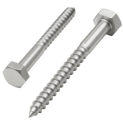 IMSCREWS 3/8 x 2 Hex Head Lag Screws, 304 Stainless Steel, Partially Threaded Heavy Duty Wood Bolts for Post Anchoring, 5 pcs - size: 3/8" x 2"