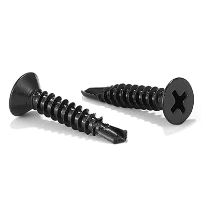 #8 x 1 Sheet Metal Screws 100Pcs 410 Stainless Steel Flat Head Fast Self Tapping Screws Black Oxide by SG TZH - size: #8 x 1"