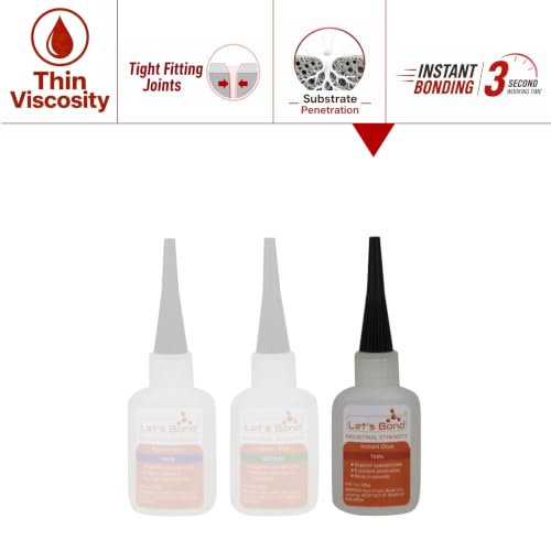 Let's Bond 1 oz Thin Professional Grade Instant Glue, Premium Cyanoacrylate, 5 CPS - size: 1 oz