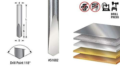 Amana Tool - 51688 CNC Solid Carbide 118° Pt. Spade Drill 5/16 Dia x 7/8 x 5/16 Sh - size: 5/16 Dia x 7/8 x 5/16 SHK