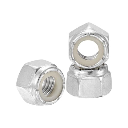5Pcs Nylon Locking Hex Nuts - [7/16"-14], 304 Stainless Steel Hardware Nuts, Silver, for Automotive, Aerospace, Industrial Applications Use - color: Silver, size: 7/16"-14