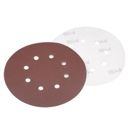 uxcell 10Pcs 7 Inch 8 Hole Hook and Loop Sanding Disc 150 Grit Flocking Sandpaper Random Orbital Sander Paper - size: 150 Grit