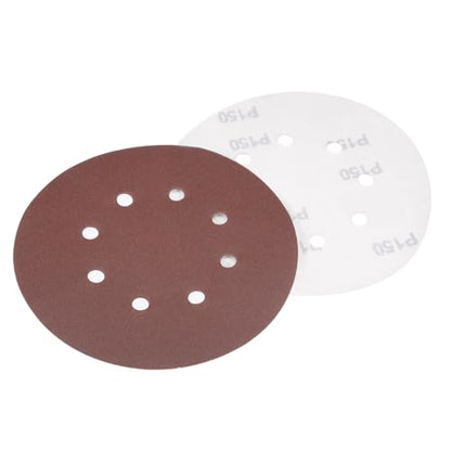 uxcell 10Pcs 7 Inch 8 Hole Hook and Loop Sanding Disc 150 Grit Flocking Sandpaper Random Orbital Sander Paper - size: 150 Grit