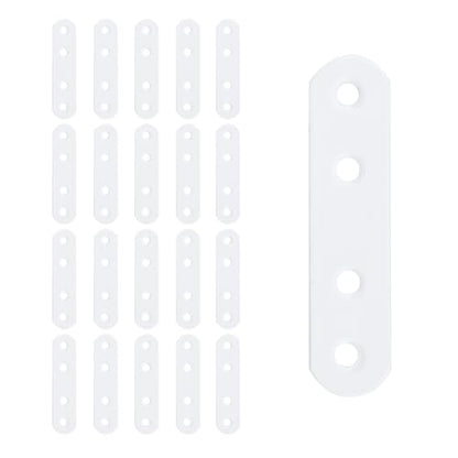 T Tulead White Straight Brackets Flat Bracket Braces Iron Mending Plates Repair Brace 2.95"x0.7"x0.06", 20PCS with Screws - style: White, 2.95"x0.7"x0.06", 20pcs
