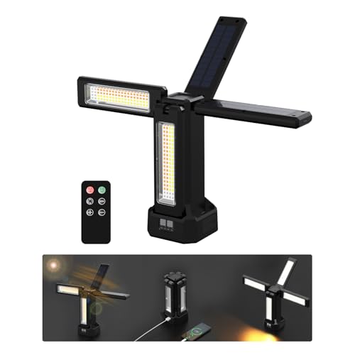 13200mAh Rechargeable Solar Work Light with Folding Stand and Carrying Bag, AODOO 8000 Lumen Stepless Dimmable , White/Warm/Nature White/RED(SOS) with Detachable Tripod (Black(No Tripod)) - color: Black(No Tripod)