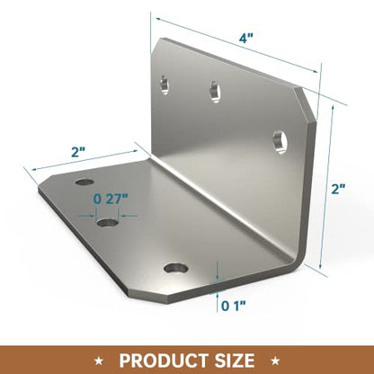 4x2x2 Inch L Brackets Corner Braces for Wood L Right Angle Bracket