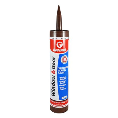 Red Devil 084640 Window & Door Silicon Acrylic Brown Caulk, 10.1 oz, Pack of 1, Made in USA - color: Brown, style: Pack of 1