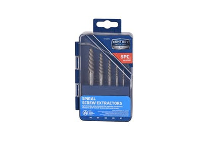 Century Drill & Tool Spiral Flute Screw Extractor, 5 Pc Set (73415) - size: 5-piece Spiral Flute