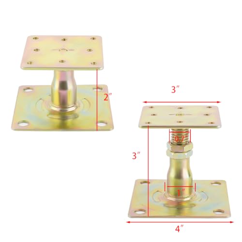 4 Pack Adjustable Floor Jack,Mini Screw Jack,Post Floor Joist Jacks,Adjustable Deck Support,Floor Jack Post,Deck Foundation,for Leveling Joist,Floor,Galvanized,2"-3" Range of Adjustment