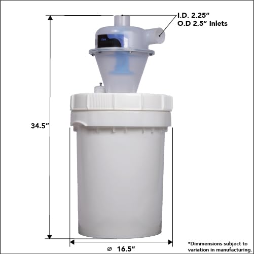 Assembled Quick Click Dust Separator with 12 Gallon Locking Collection Bin and Air Relief - style: w/ 12 Gallon Bin