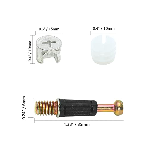 24 Set 35mm Cam Screw Cam Dowel, for Drawer Dresser - size: 35mm-24Pcs