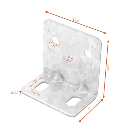 10 Pcs 4x4 Post Base Bracket with Reinforcement Ribs, L Right Angle Brackets with 2 Oval Holes, High-Strength Hot-Dip Galvanized Steel, for Wood Post to Deck or Concrete Ground Connection, 11 Gauge - size: For 4-inch Posts, style: Silver