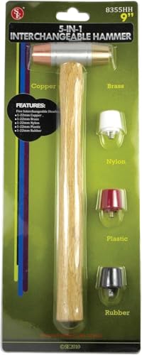 SE 5-IN-1 Dual Interchangeable Hammer - Threaded Copper, Brass Faces - 9-inch Gunsmithing Hammer - 8355HH