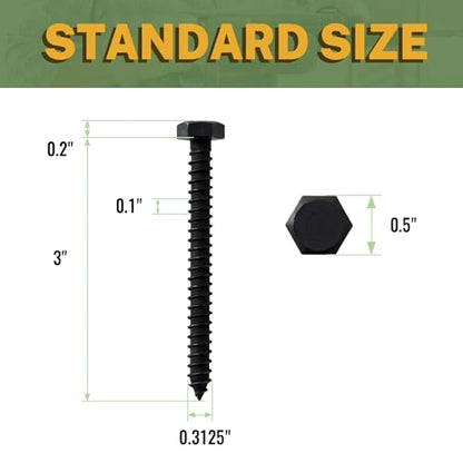 LIONMAX 30-PCS Lag Bolts, 5/16" x 3" Stainless Steel Black Lag Screws - size: 5/16" x 3"