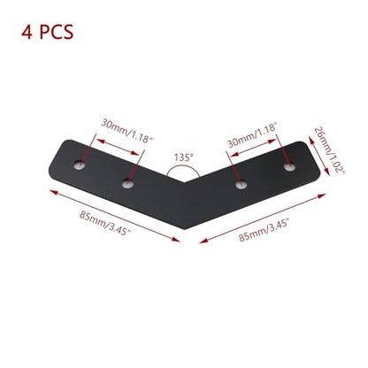 KUMGROT 135 Degree Angle Flat Bracket Carbon Steel Leg Brackets - size: 3.35", style: 135 Degree Black