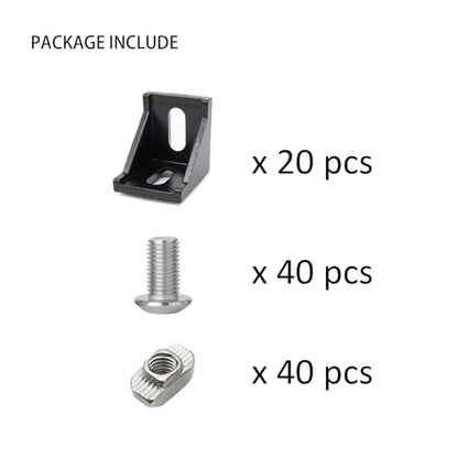 20 Sets 4040 Aluminum Extrusion Accessories Hardware T Slot Bracket