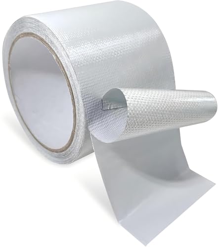 10 meters Waterproof Repair Tape for Fabric, Awning, RV Roof, Tent, Sail, Boat Cover, Underbelly, Tarp – Heavy Duty Outdoor Tear Patch Kit, UVproof, Heat Resistant, Multipurpose White (80mm)