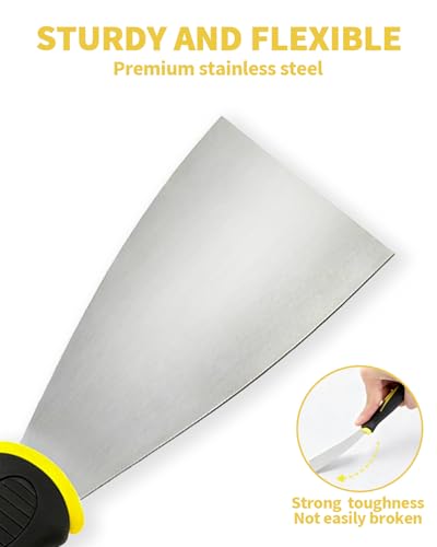 5 PCS Putty Knife, 2 Inch Spackle Knives, Stainless Steel Paint Scraper for Repairing Drywall, Removing Wallpaper, Mud, Plaster Scraping, Applying Putty