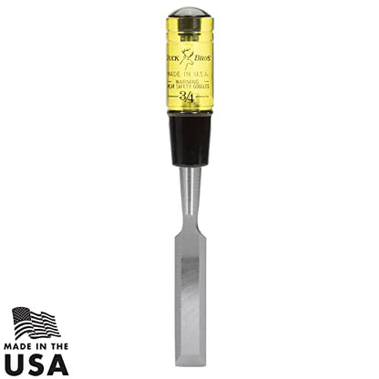 Buck Brothers 120105BC 3/4" Wood Chisel Made in USA, For Paring and Finishing Cuts in Carpentry and Woodworking, Tempered Tool Steel Blade, Mallet-Safe Handle - size: 3/4"