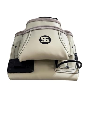 Supreme Leather Grain Leather Tool Pouch Bag | Black | Carpenter, Construction, Framers, Handyman | 100% Leather (SL 2200 1T1H WHITE) - color: SL 2200 1T1H WHITE