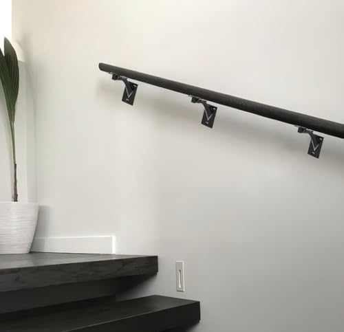 KHTUMEWARE 4 Pack 3 inch Matte Black Handrail Stair Brackets - Heavy-Duty Zinc Alloy Staircase Handrail Supports, Suitable for Home Stairs and Balcony Guardrails - color: Matte Black