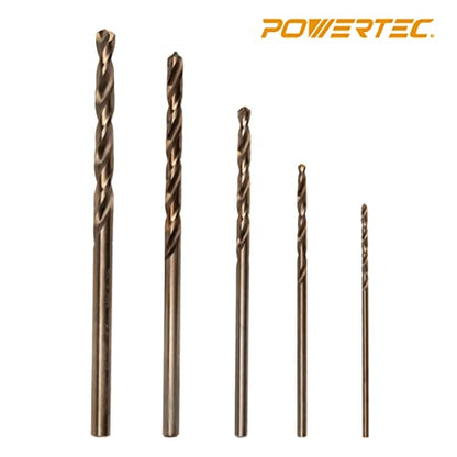 POWERTEC 1mm, 1.5mm, 2mm, 2.5mm & 3mm Cobalt Drill Bits Set, 50 Pack – M35 HSS Jobber Length Twist Bits, 135° Tip for Metal, Stainless Steel, Cast Iron, Wood & Plastic (QDB2104) - style: 50PK Metric Cobalt Drill Bits Set (1mm-3mm)