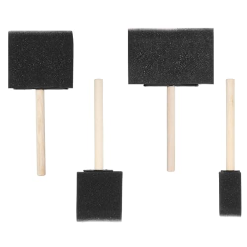 4 Pcs Foam Brush, 4 Size Sponge Paint Brush with Wood Handle, Lightweight Foam Paint Brushes for Staining, Crafting (1/2/3/4 inch)