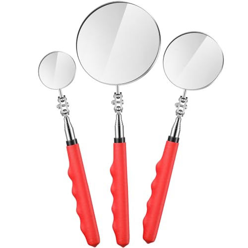 Copkim 3 Pcs Telescoping Inspection Mirror Extendable Long Handle,Red - color: Red