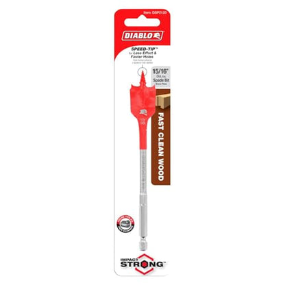 Diablo Spade Bit for Wood, 15/16" Diameter, 6" Length, 1/4" Hex Shank