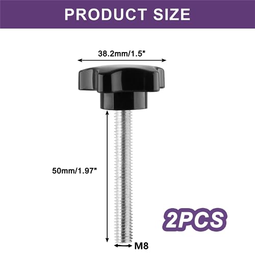 M8 x 50mm Thread Star Knobs, 2 Pieces - size: M8 x 50mm, style: Star Handle