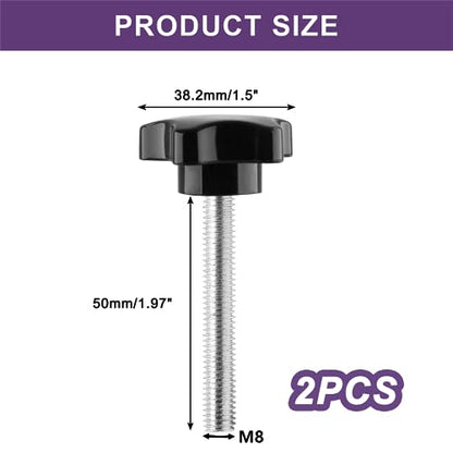 M8 x 50mm Thread Star Knobs, 2 Pieces - size: M8 x 50mm, style: Star Handle
