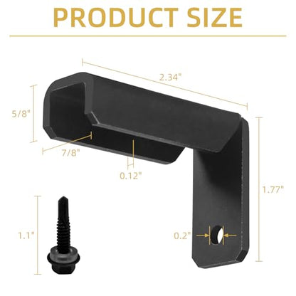 Fence Mounting Brackets for 1x1 Square Rails, Carbon Steel Fence Panel Internal Connector with Screws, Black 20 Pack