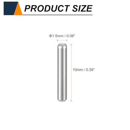 HARFINGTON 55pcs Dowel Pins, M1.5 x 10mm 304 Stainless Steel Cylindrical Shelf Support Peg Pin Rod Fasten Elements for Metal Devices Wood Furniture DIY Installation, Silver - size: M1.5 x 10mm