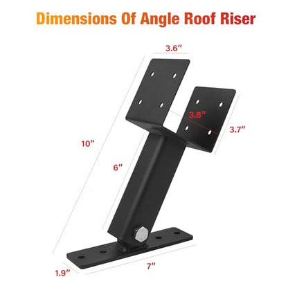 3 Pcs 4“x 4" Roof Riser Brackets Kit(ID 3.6"x3.6"),Heavy Duty Adjusted Within A Range of 0 to 180 Degrees Pergola Roof Riser Beam Bracket Fit 4x4,4x6 Lumber for Roof Pergola Gazebo Patio Cover