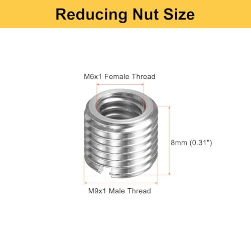 HARFINGTON 20pcs Thread Repair Inserts M9 x 1 Male to M6 x 1 Female Thread 8mm Long Stainless Steel Reducing Nuts Metric Self Tapping Sleeves Threaded Reducer Industrial Fasteners - size: M9 x 1 Male to M6 x 1 Female x 8mm