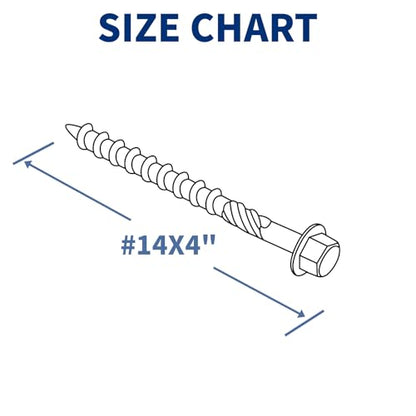 Lag Screws 4 Inch, 50Pcs #14 x 4 Heavy-Duty Structural Wood Screws, Hex Washer Head, Black Rust Resistant Coated, Long Outdoor Deck Screws for Timber Fence Log, Hex Socket Included - size: #14 x 4