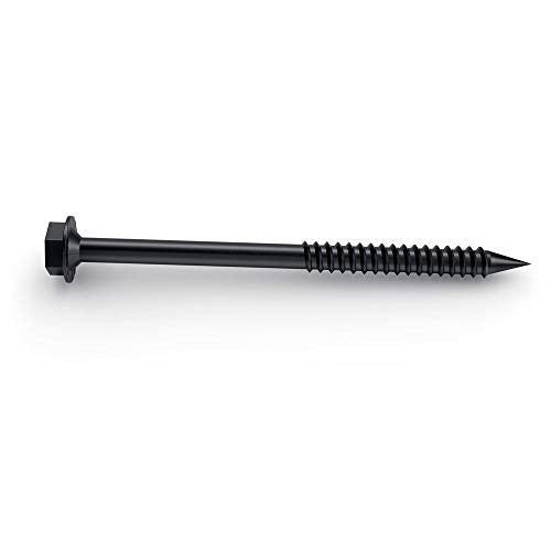 Ozco 51709 8x8 Elevated Post Base Kit with 25 1/4" x3-3/4 OWT Timber Screws, Black Galvanized Steel