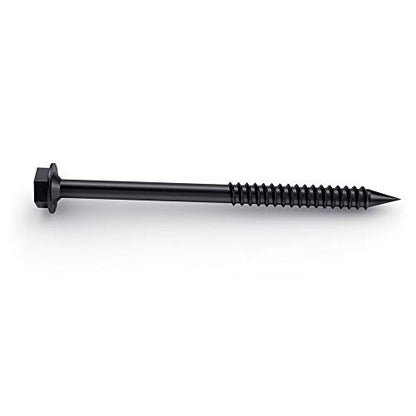 Ozco 51709 8x8 Elevated Post Base Kit with 25 1/4" x3-3/4 OWT Timber Screws, Black Galvanized Steel