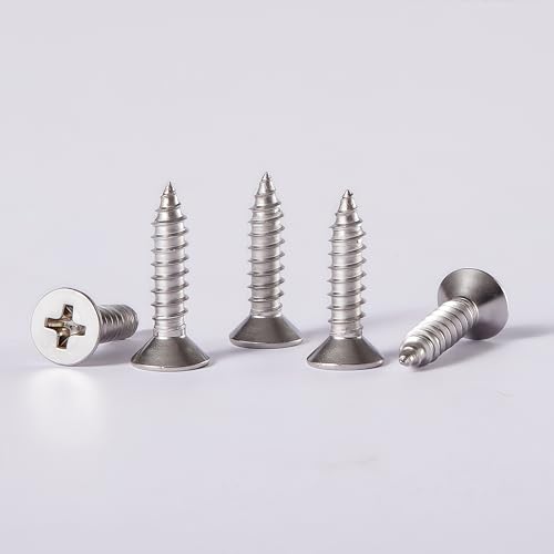 304 Stainless Steel #8 x 5/8" Flat Head Self Tapping Wood Screws 130PCS - size: #8 x 5/8"（130PCS）