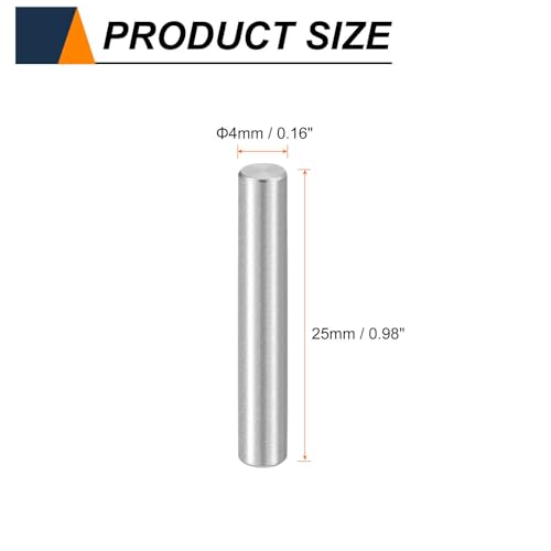 HARFINGTON 15pcs Dowel Pins M4(4mm) x 25mm 304 Stainless Steel Cylindrical Shelf Support Peg Pin Rod Fasten Elements for Metal Devices Wood Furniture DIY Installation, Silver - size: M4 x 25mm