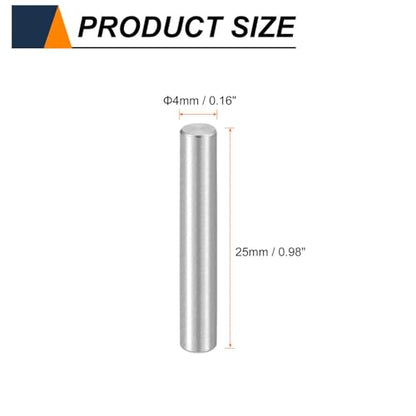 HARFINGTON 15pcs Dowel Pins M4(4mm) x 25mm 304 Stainless Steel Cylindrical Shelf Support Peg Pin Rod Fasten Elements for Metal Devices Wood Furniture DIY Installation, Silver - size: M4 x 25mm