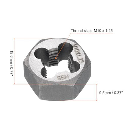 HARFINGTON Hex Threading Die M10x1.25 Metric Thread Rethreading Fixed Die - size: M10 x 1.25