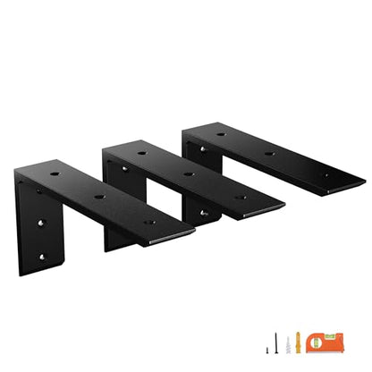 NEODROP 3-Pack 10 Inch Countertop Support Brackets, Heavy Duty L Brackets for Quartz/Wood/Laminate/Granite Countertops | 3/8" Thick Metal Steel | Frosted Black Powder Coated - size: 10 Inch, style: 3 Pack