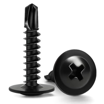 Sheet Metal Screws #8 x 3/4", 125pcs FIXLINK Phillips Modified Truss Head Self Tapping Screws for Metal, Self Drilling Screws, Black - color: Black, size: #8 x 3/4"